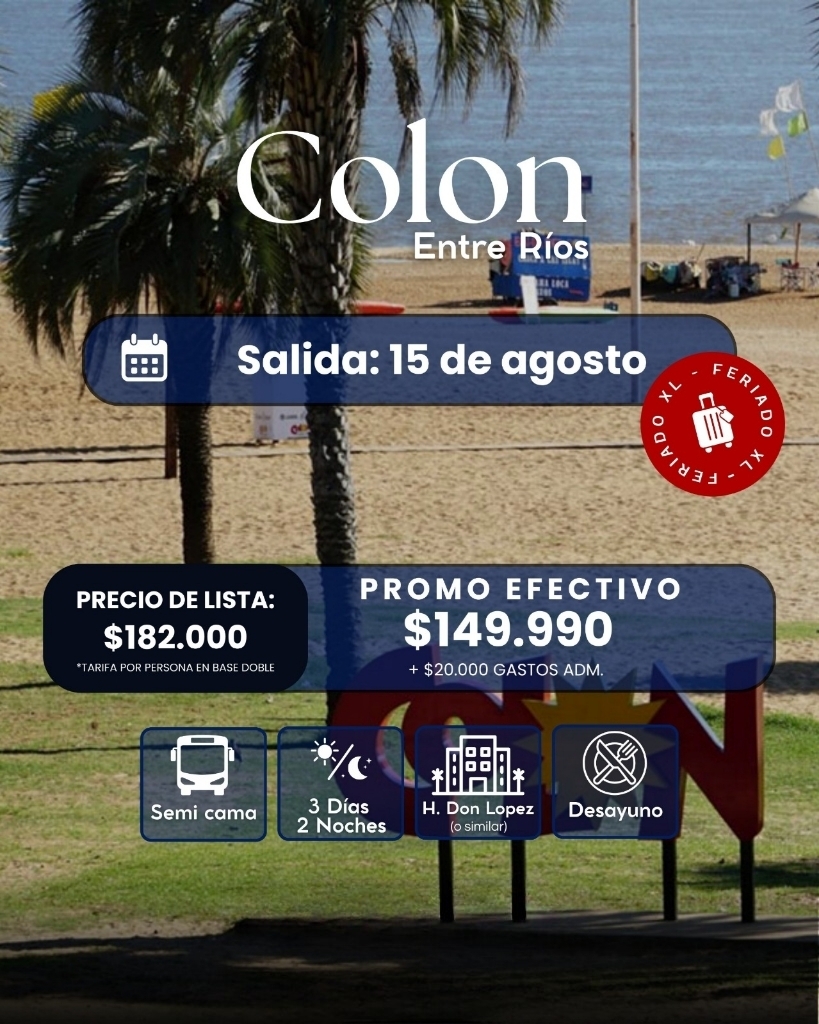 Flyer del viaje a Colón, Entre Ríos