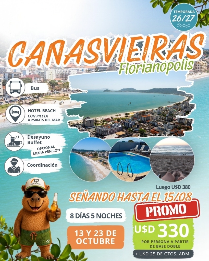 Flyer del viaje a Canasvieiras, Florianópolis